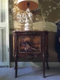 Marble Top End Tables, Figural Lamp