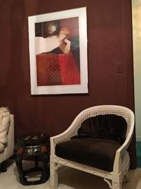 Alvar Sunol Signed and Numbered Print, Cane Back Arm Chair
