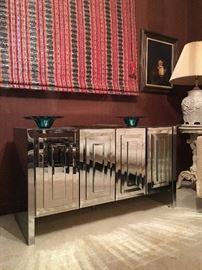 Mid Century Mirrored Credenza 