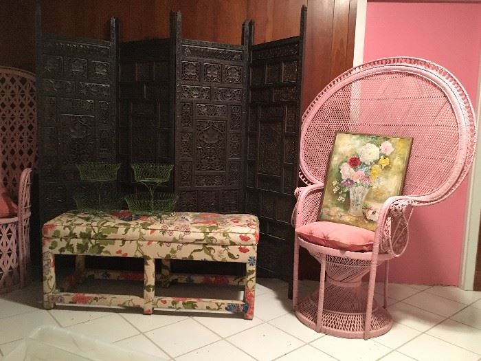 Room Divider, Wicker Throne Chairs