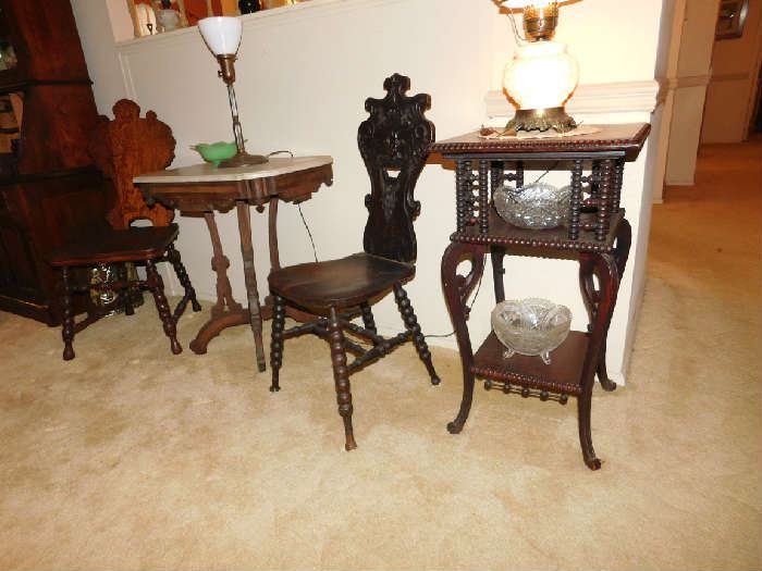 gothic chairs and accent table