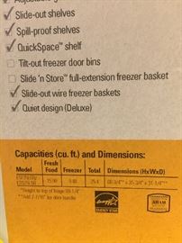 GE 25 cu ft Refrigerator label