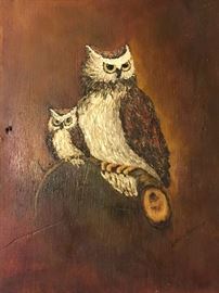 Fine owl oil painting ( say that fast) on wood panel