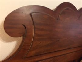King size WALNUT HEADBOARD AND CARVED FOOTBOARD