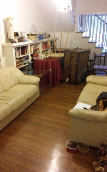 Pair of light leather sofas