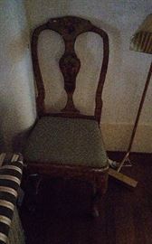 Pair hand gessoed painted side chairs