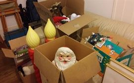 Vintage Santa and candles 4 Ft. Tall. Old lights and decor