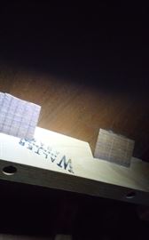 Label under table. Berne Indiana, Dunbar metal label.