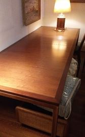 Look at that table! Edward Wormley one of the faboulous designers for Dunbar. Check 1's dibs. Very collectible mid century design. 9.6 ft with two leaves in. About 5Ft with out leaves