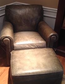 Leathercraft leather chair and ottoman