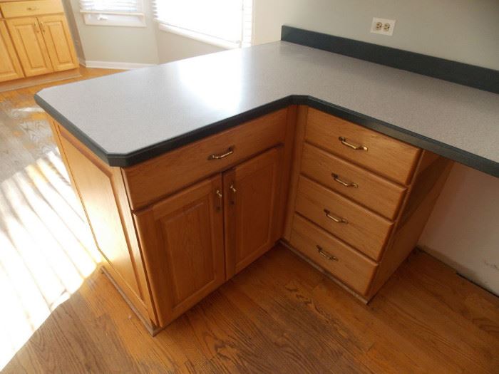 corian counter tops oak kitchen cabinets stainless steel sink 