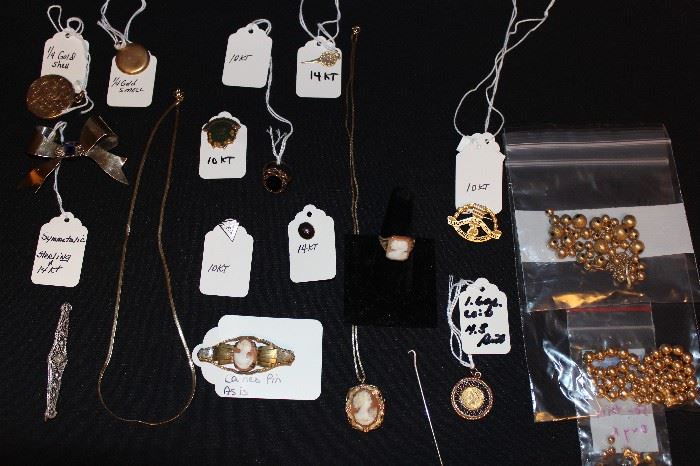 SOME OF THE GOLD AND STERLING JEWELRY