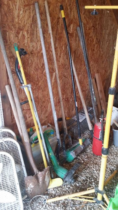 lots of garden and lawn tools