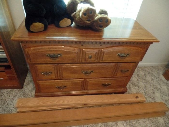 Matching Dresser in great condition. Bed Rails in front