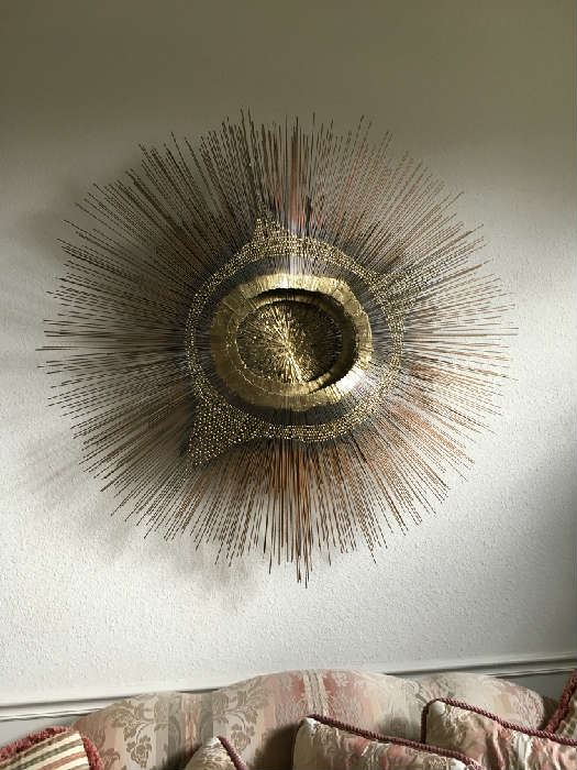 "SUNBURST" WALL SCULPTURE BY FREDERICK PRESCOTT. Available for viewing by special appointment only. Kept offsite.