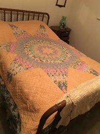 Beautiful antique quilt. 9 perfect hand stitches per inch.