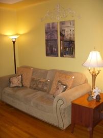 Living room sofa (as found), Nice decorative accent pieces