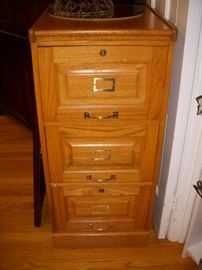 3-drawer oak file cabinet