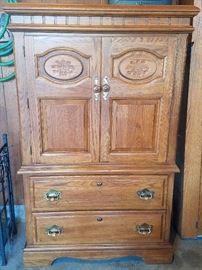 Oak armoire
Matching vanity dresser