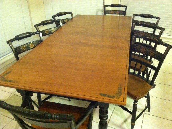 Hitchcock Table and 8 chairs 2 leaves