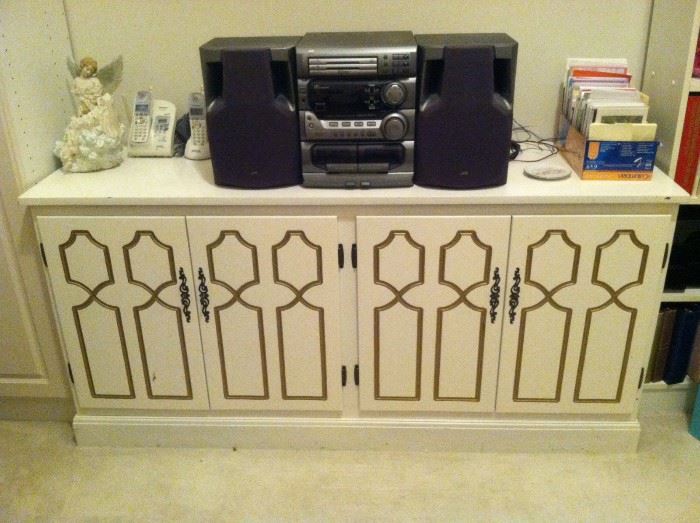 Credenza and JVC stereo system 