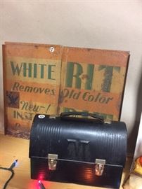 Vintage Metal Sign & Lunch Box