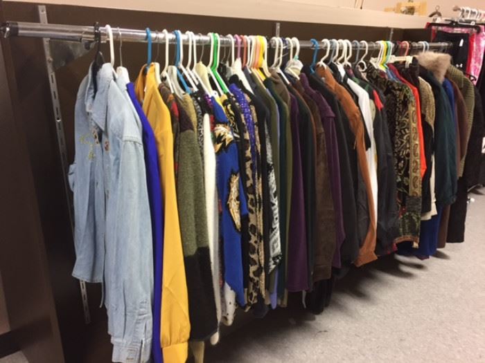 Racks of New, "NEW VINTAGE" Women's Clothing, including QVC & HSN treasures....Vintage Jackets, Suedes, Leathers, Coats, most in sizes M - XL