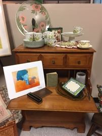 Vintage Secretary with Vintage Luncheon Set, Art Photography and Vintage Finds