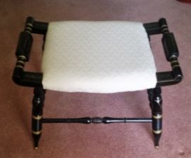 wooden black tole upholstery stool