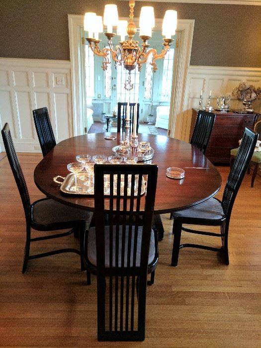 Dining room table with custom made tablecloth