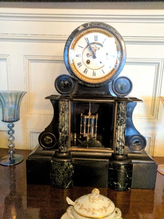 Cartier Mantle Clock with Matching Tazzles