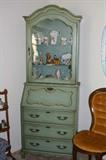 Gorgeous Secretary Curio Cabinet. Greens w/turquoise. Excellent Condition. Priced at 150.00