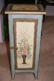 Storage End Table; Door opens; 3 shelves Hand Painted; Very Nice.