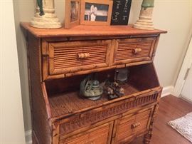 Rattan storage piece.