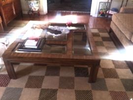 Modern coffee table, sitting on an 8X8 wool rug
