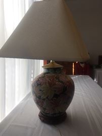 Gorgeous lamp. Green with a beautiful leaf pattern.