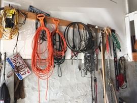 Cords and tools in the garage