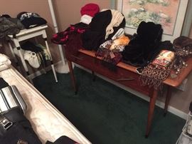 Mid-century table, small table and clothing accessories