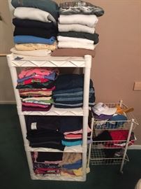 Lots of sweaters and women's clothing