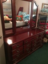 Dresser with three piece mirror, part of matching bedroom suit