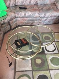Vintage glass and brass table, top two levels move
