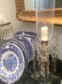 Some of the many blue & white selections; lovely luster lights