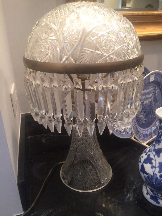 Elaborate domed luster lamp