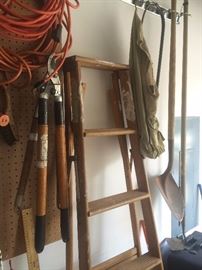 Cords, ladder, yard tools