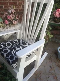 White rocker with cushion