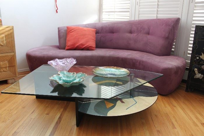 Kidney Couch and Geometric Coffee Table