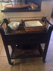 Black 2-shelf tea cart