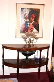 2 Tiered Demi-Lune Table, Art & Decorative