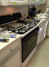 Lots of kitchen utensils. 