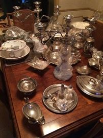 Nice Dining Room Table and Chairs / Sterling and Silver Plate